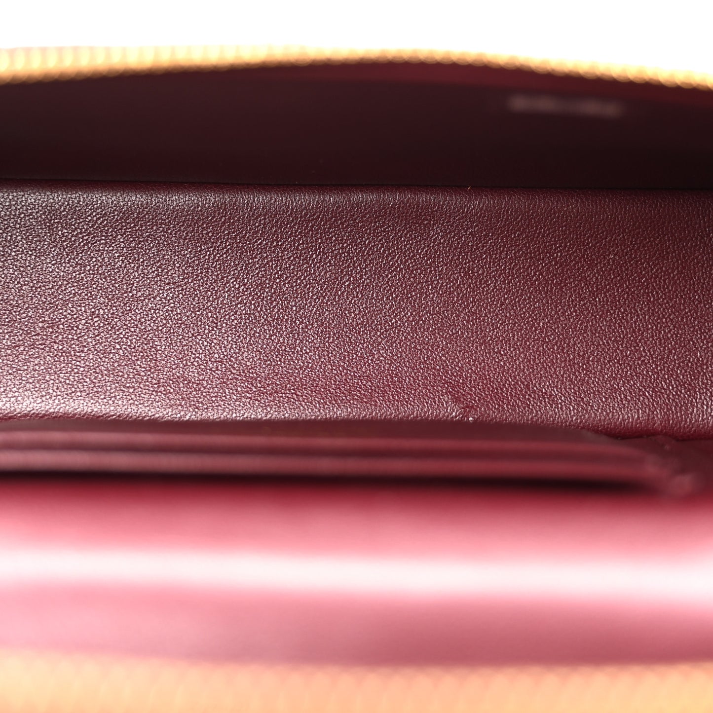 Calfskin Crocodile Embossed Crococo Top Handle Slim Vanity Case With Chain Dark Burgundy
