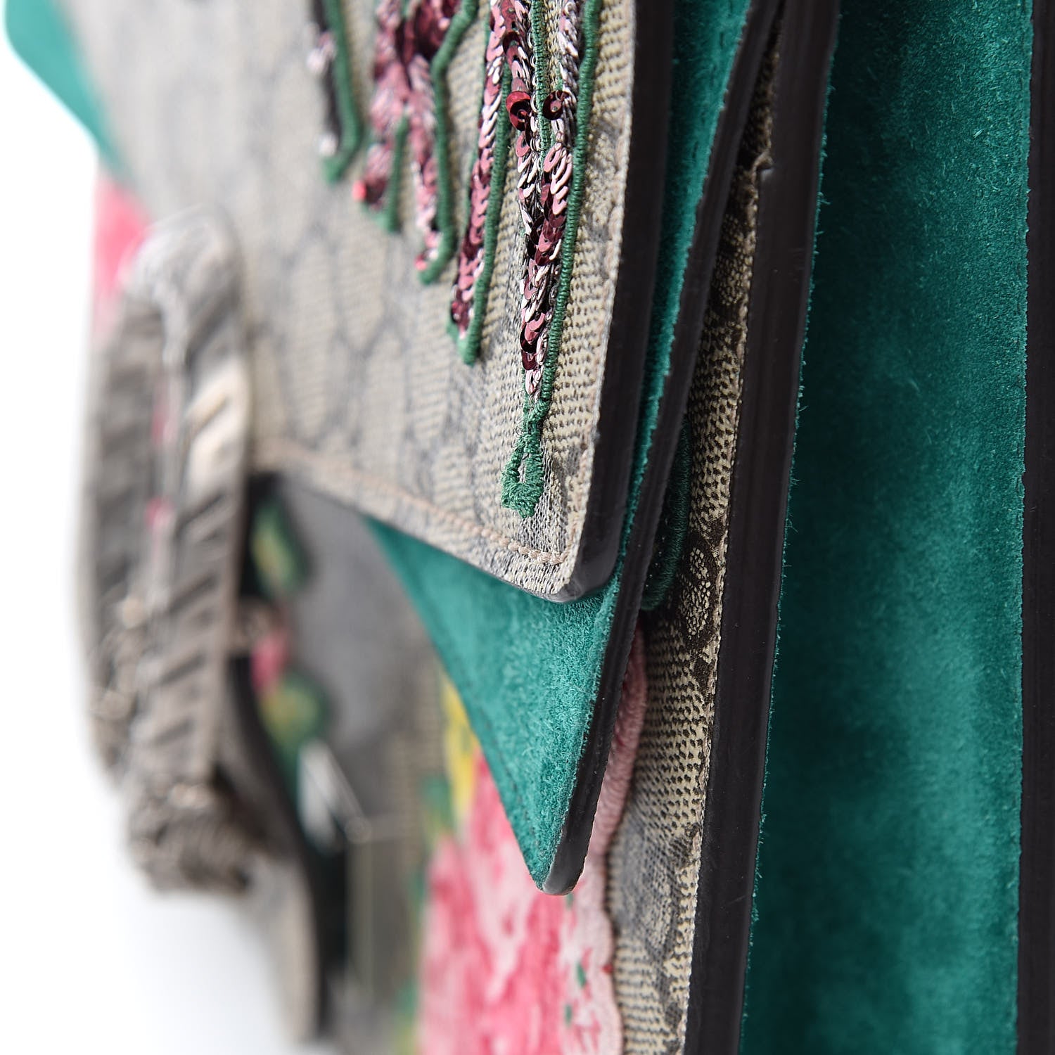 Gucci GG Supreme Monogram Embroidered Medium Dionysus Shoulder Bag Emerald 11 of 11
