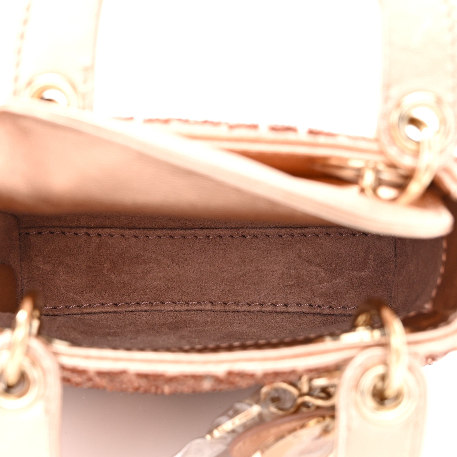 Christian Dior Lambskin Cannage Beaded Embroidery Micro Lady Dior Rose Gold 5 of 11