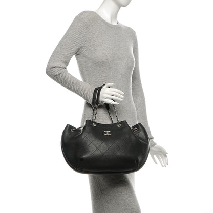 Chanel Grained Calfskin Stitched Accordion Shoulder Bag Black 2 of 7