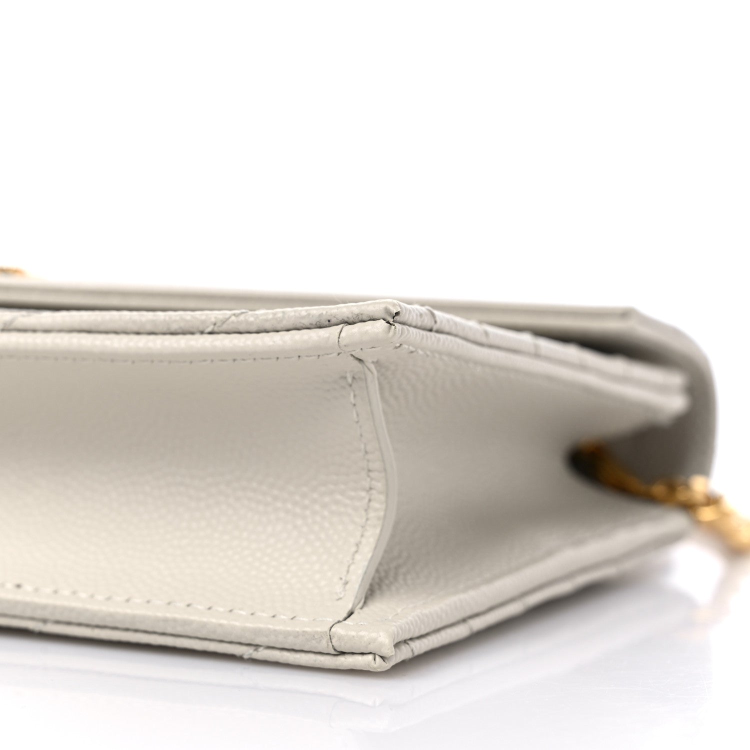 Saint Laurent Grain De Poudre Matelasse Chevron Cassandre Envelope Chain Wallet Crema Soft 9 of 11