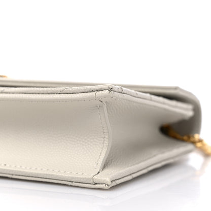 Saint Laurent Grain De Poudre Matelasse Chevron Cassandre Envelope Chain Wallet Crema Soft 9 of 11