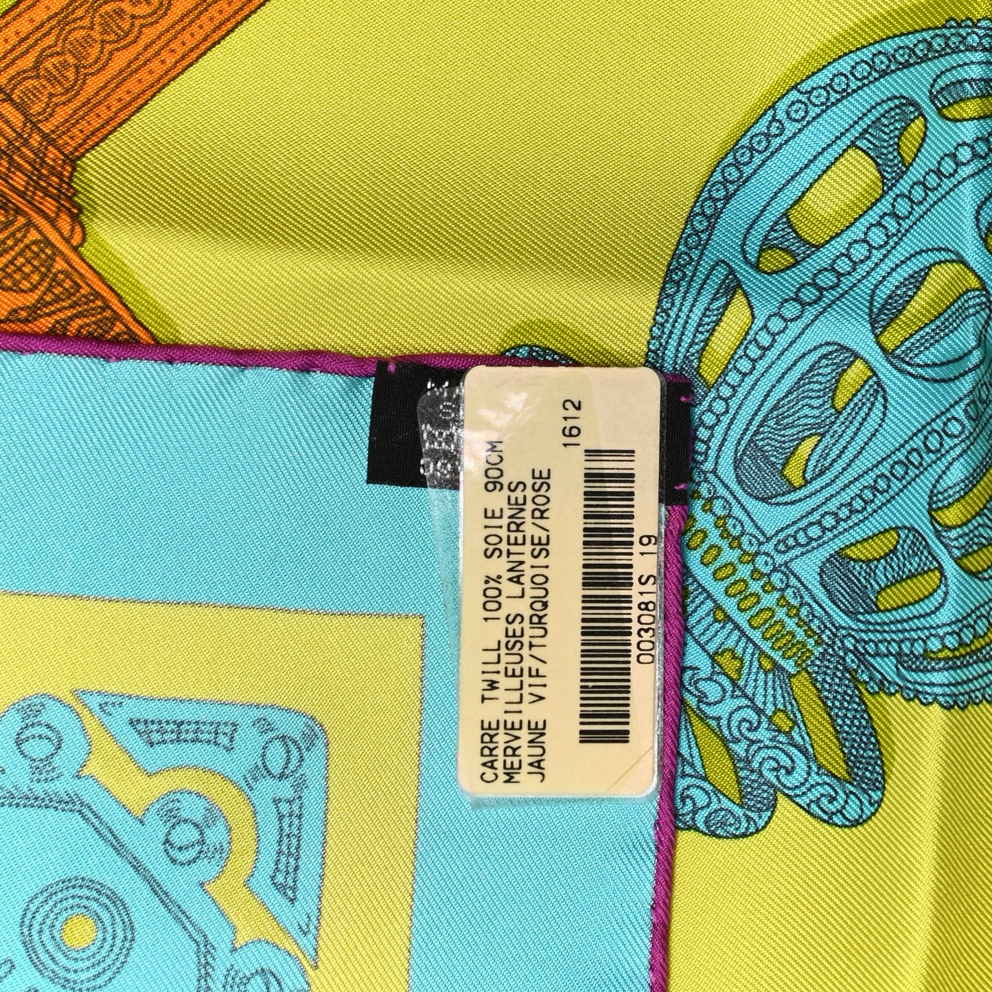Silk Merveilleuses Lanternes Scarf 90 Jaune Vif Turquoise Rose
