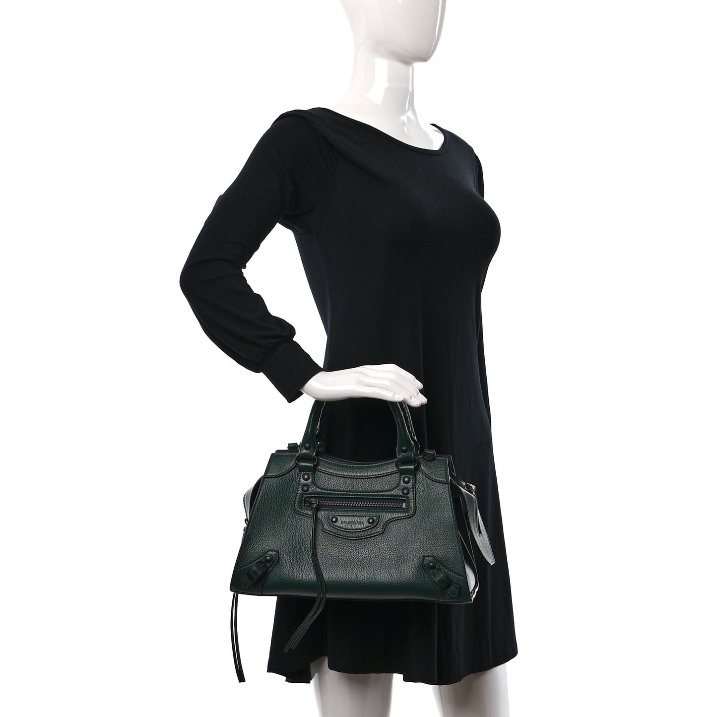 Grained Calfskin Neo Classic Matte Black Hardware S City Forest Green