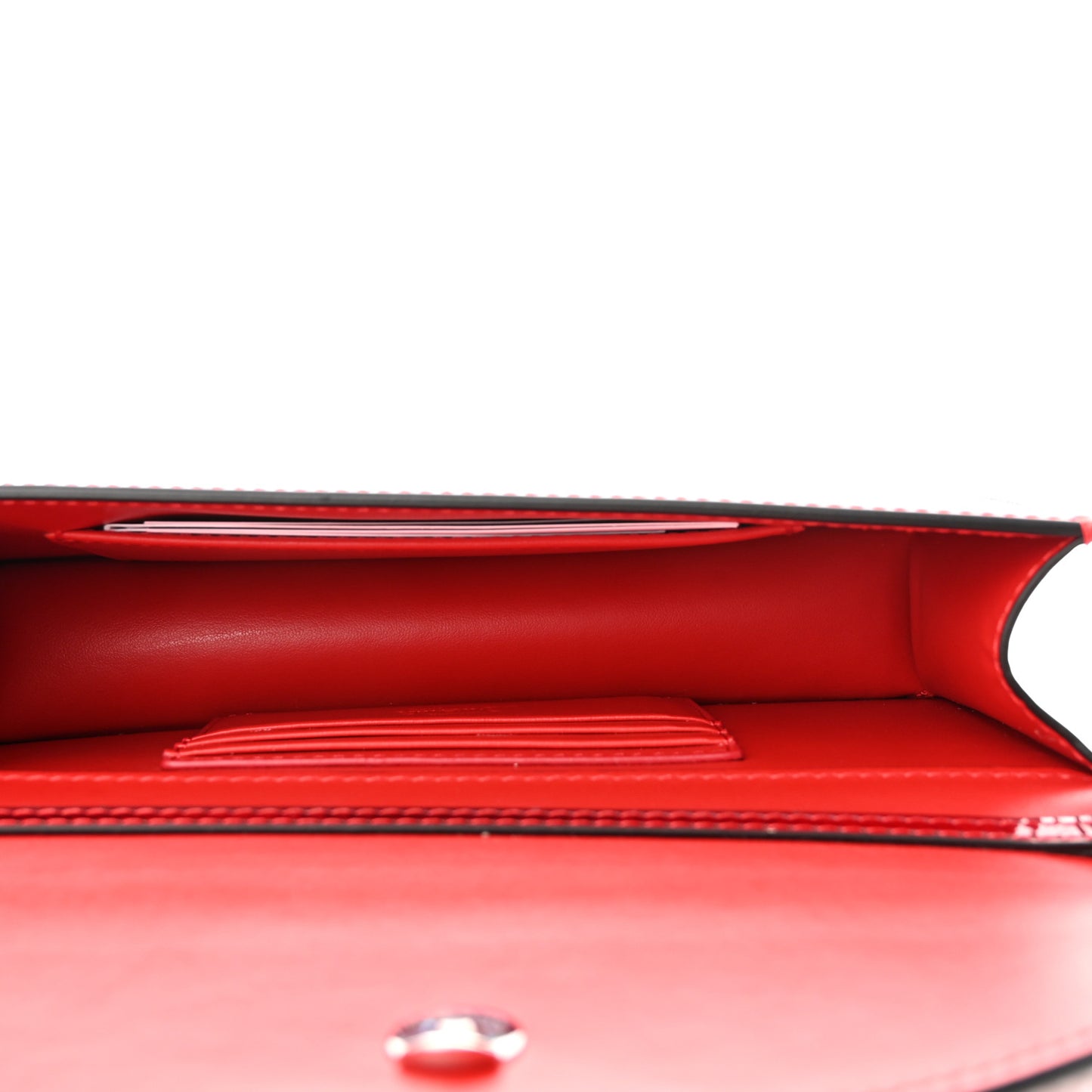 Metallic Calfskin Loubi54 Crossbody Clutch Red