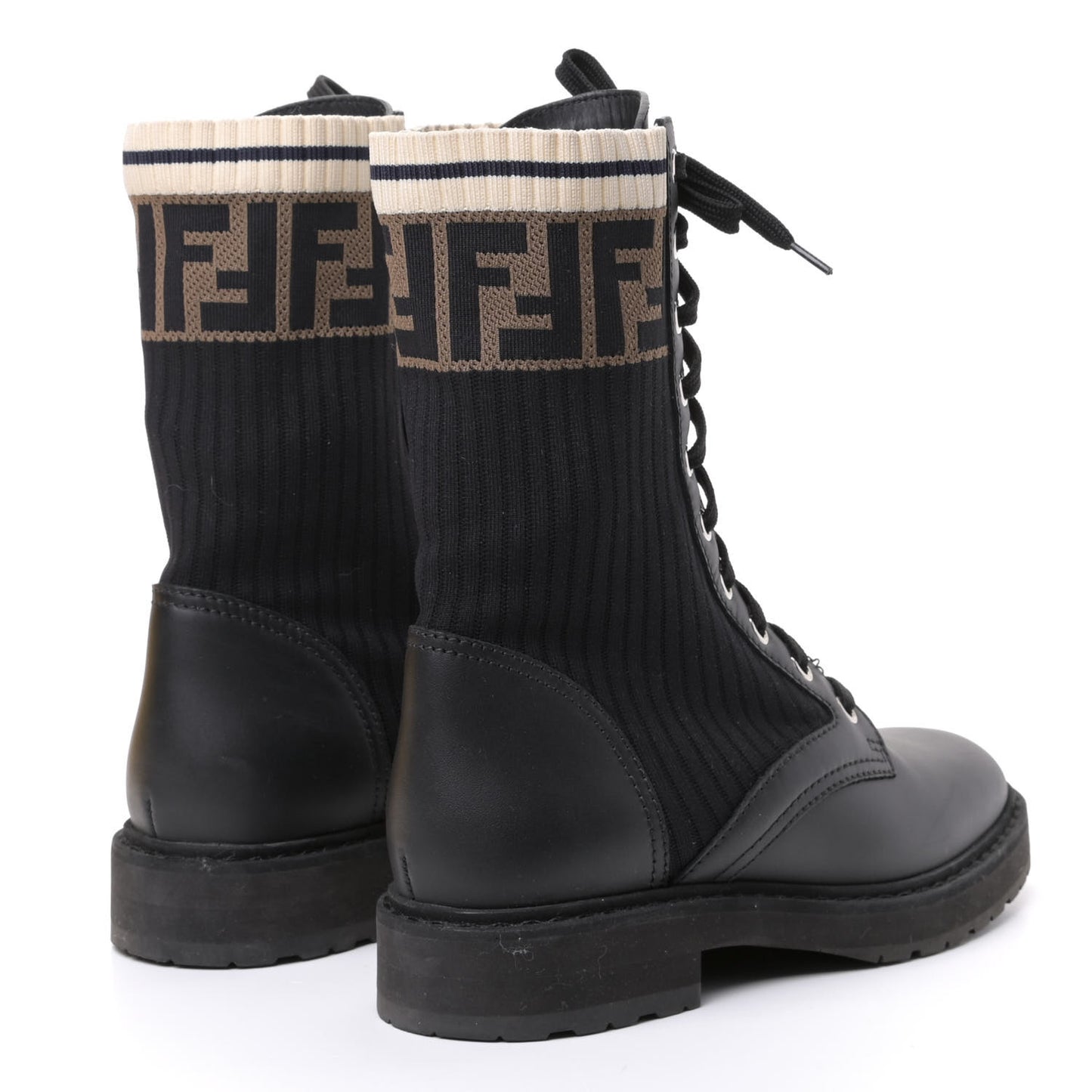 Calfskin Stretch Fabric Rockoko Biker Boots 36 Tobacco Black Marino