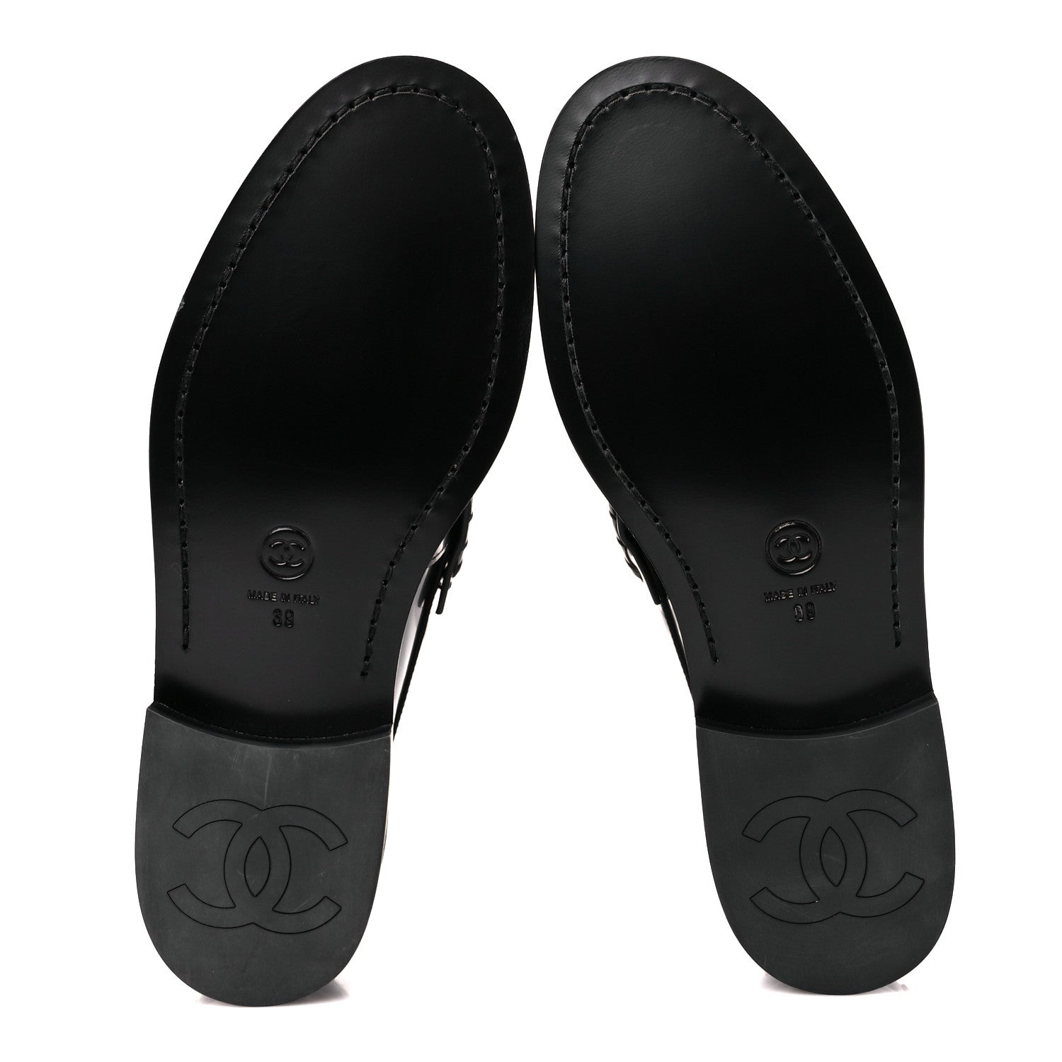 Chanel Shiny Calfskin Logo Loafers 39 Black 5 of 11