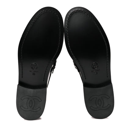 Chanel Shiny Calfskin Logo Loafers 39 Black 5 of 11