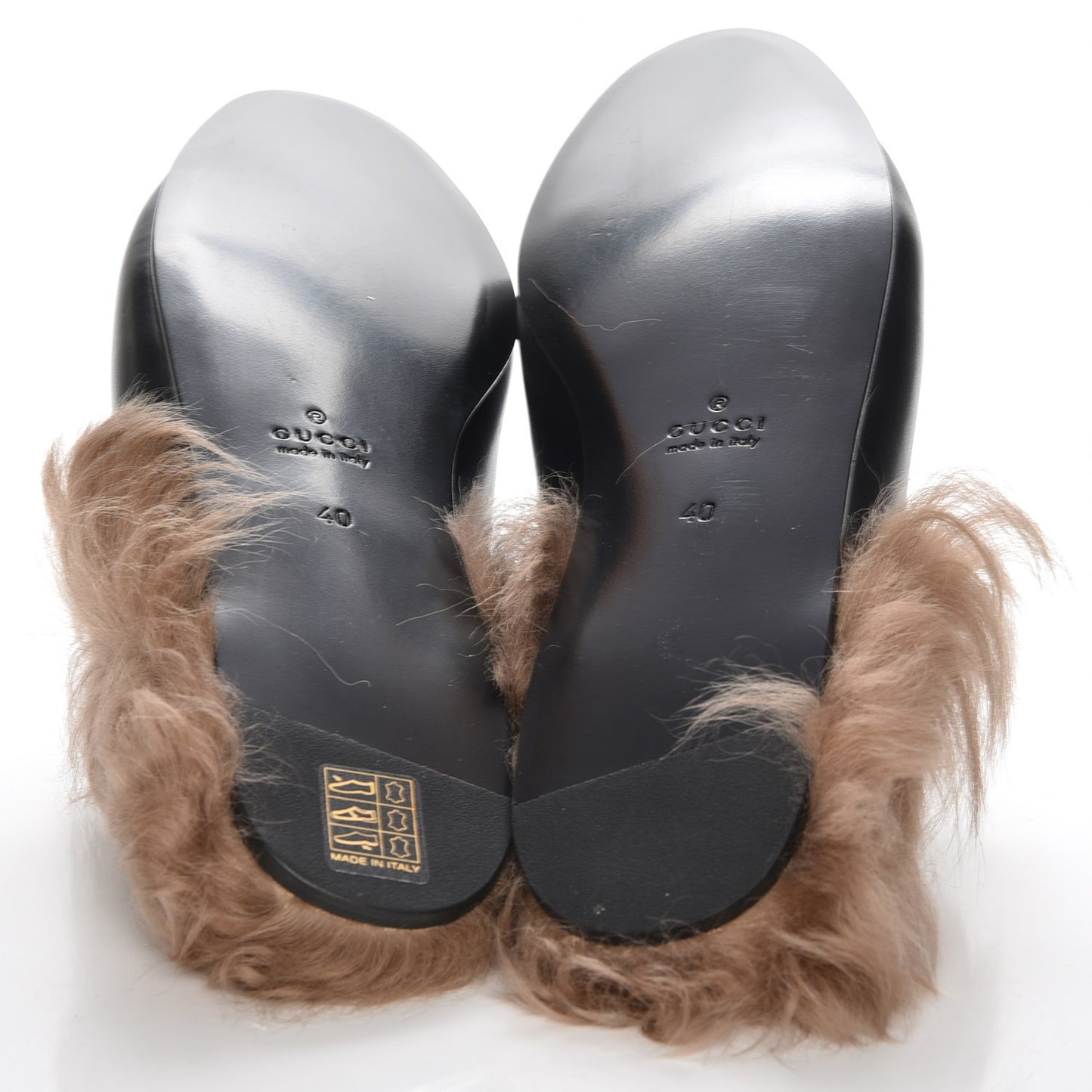 Calfskin Fur Crystal Tiger Embroidered Princetown Slippers 40 Black
