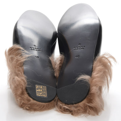 Gucci Calfskin Fur Crystal Tiger Embroidered Princetown Slippers 40 Black 5 of 8