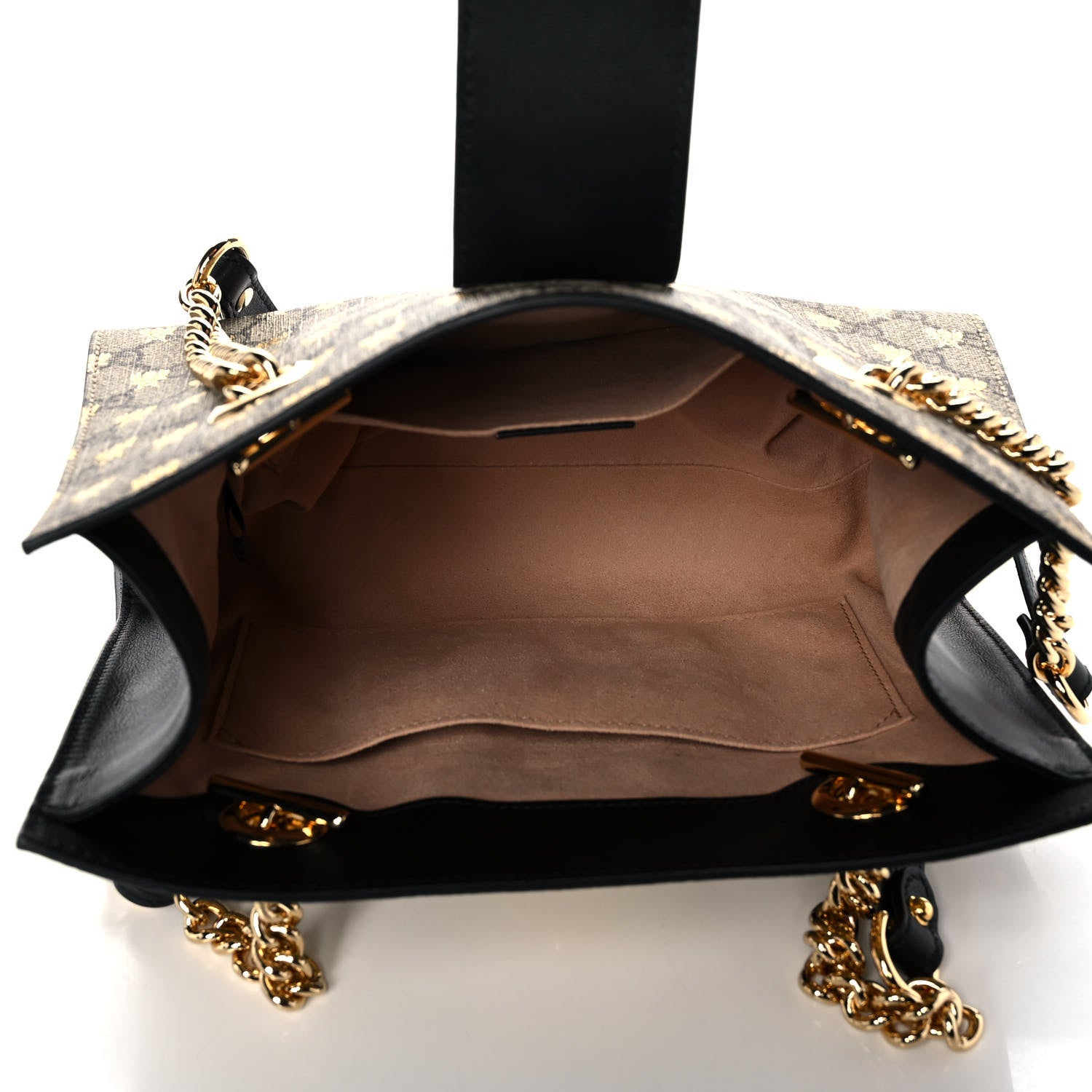 Gucci GG Supreme Monogram Bees Small Padlock Tote Beige Oro Black 5 of 11