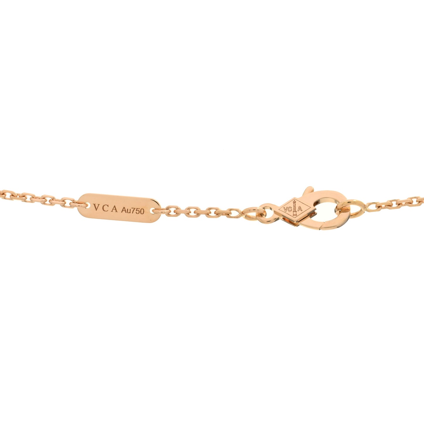 18K Rose Gold Diamond Black Onyx Vintage Alhambra Pendant Necklace