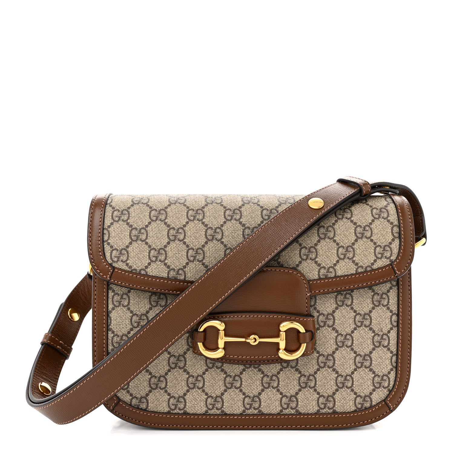 Gucci GG Supreme Monogram Horsebit 1955 Shoulder Bag Beige Brown Sugar 1 of 11