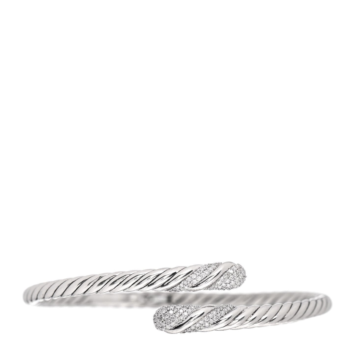 Sterling Silver Diamond 12mm Willow Open Single Row Bracelet