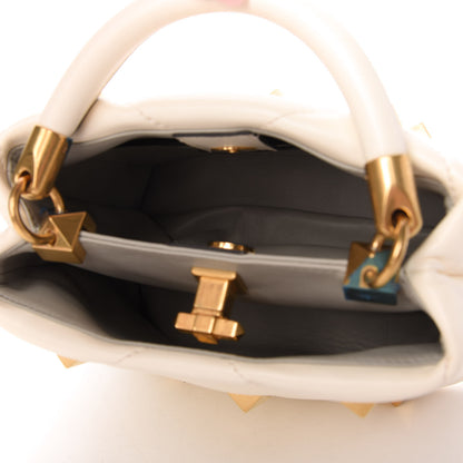 Valentino Garavani Nappa Small Roman Stud The Handle Bag Ivory 5 of 9