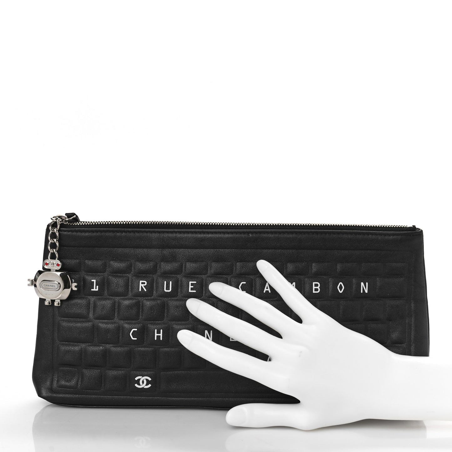 Metallic Calfskin Keyboard Pouch Black