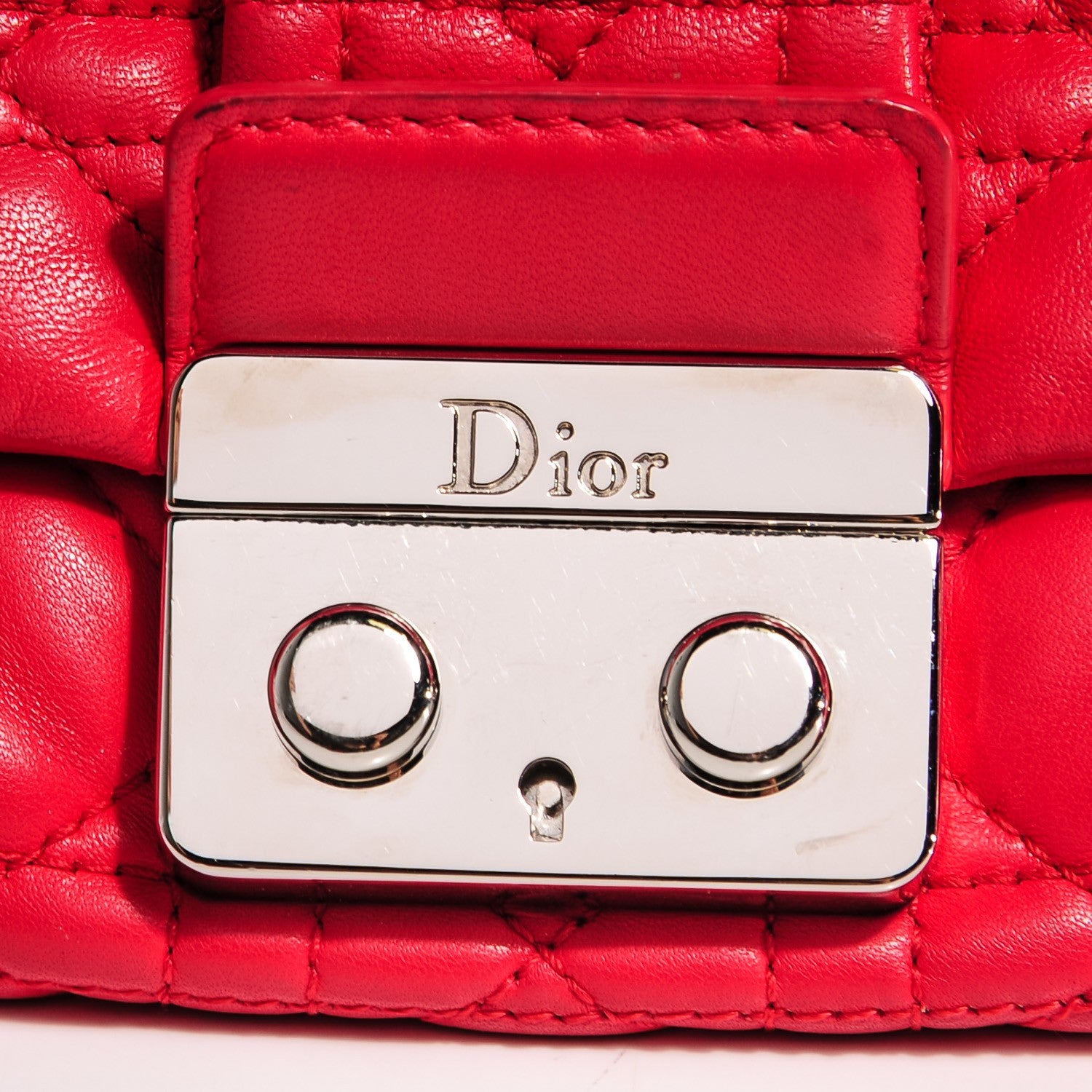Christian Dior Lambskin Cannage New Lock Flap Bag Geranium 8 of 8
