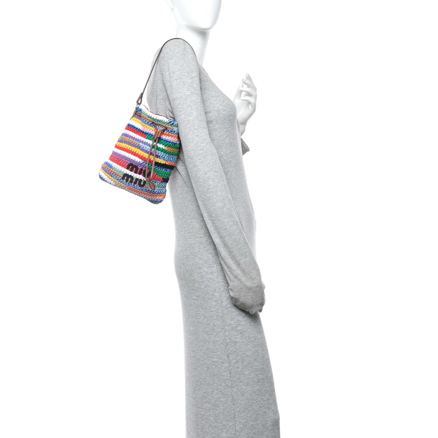 Miu Miu Fabric Crochet Drawstring Pouch Multicolor 2 of 11