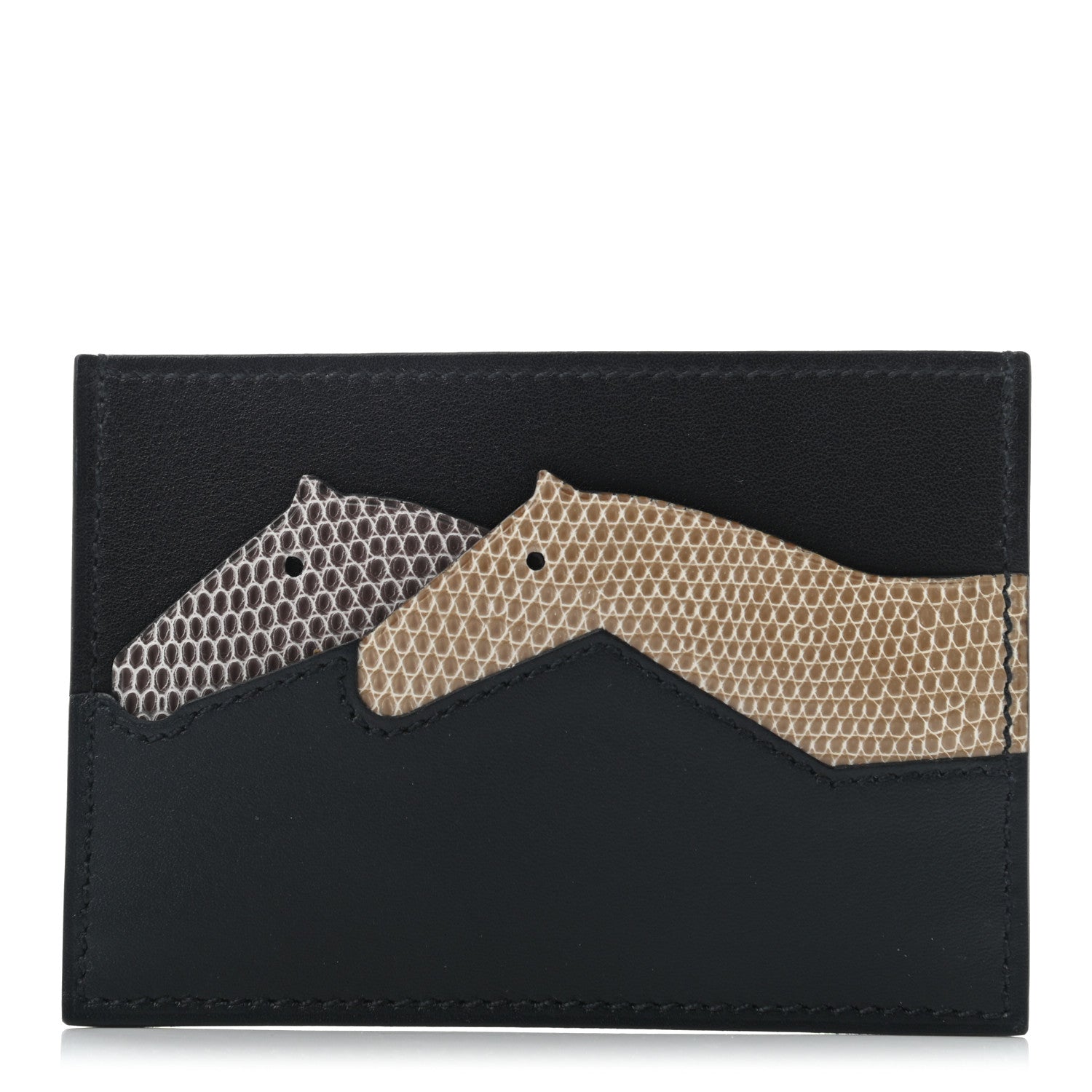 Hermes Evercolor Sombrero Lizard Les Petits Chevaux Card Holder Bleu Obscur Ficelle 1 of 7