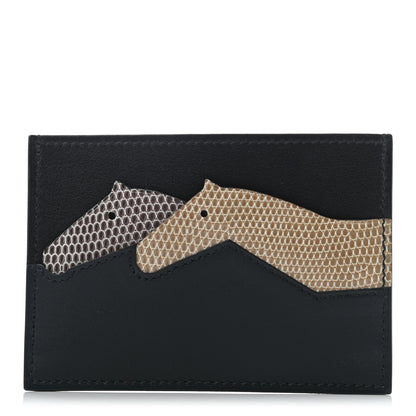 Hermes Evercolor Sombrero Lizard Les Petits Chevaux Card Holder Bleu Obscur Ficelle 1 of 7