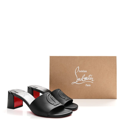 Christian Louboutin Calfskin Logo Embossed So CL 55 Mule 37.5 Black 10 of 10