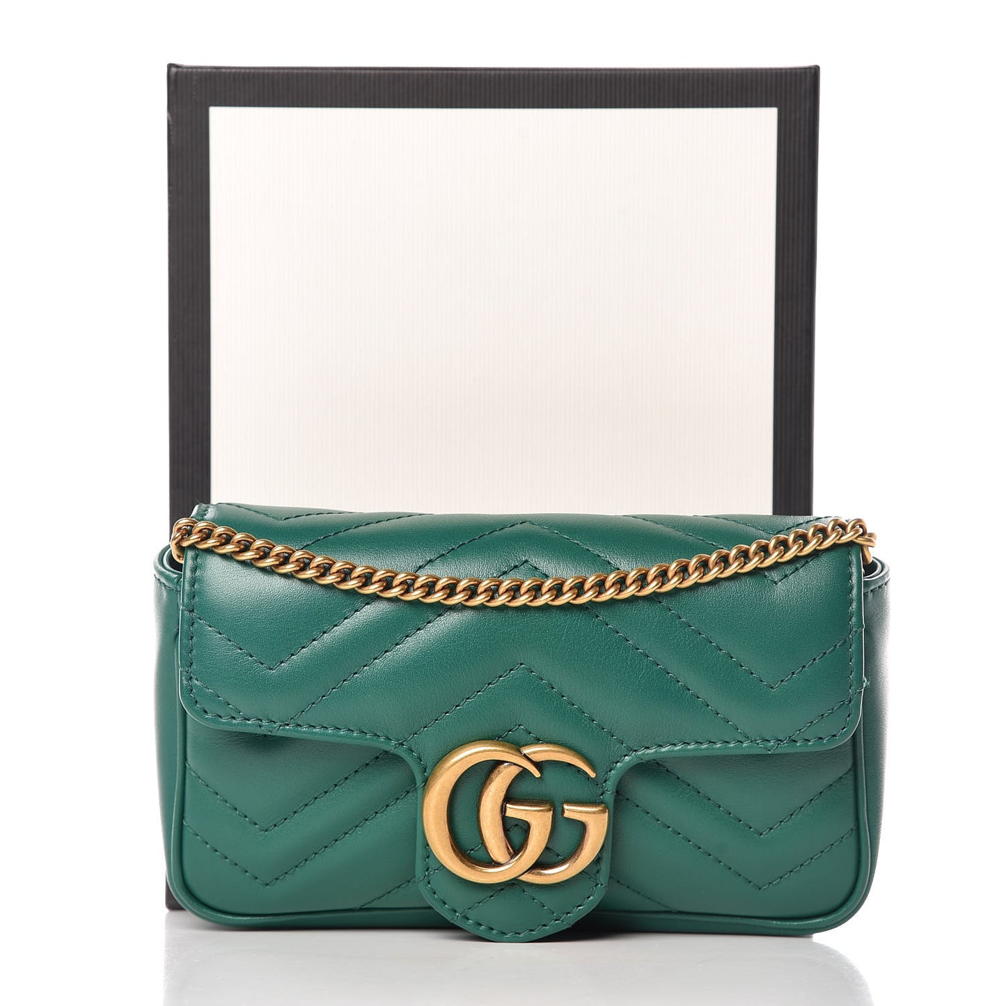 Calfskin Matelasse Super Mini GG Marmont Shoulder Bag Emerald Green