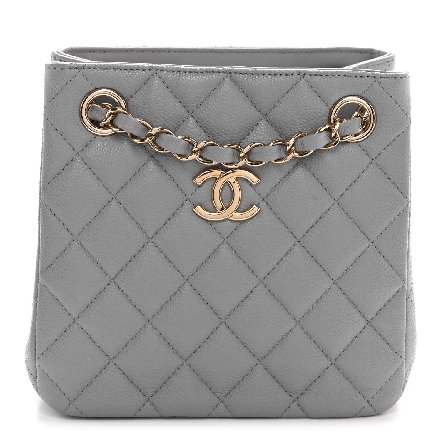 Chanel Caviar Quilted Mini Bucket Bag Blue 1 of 10