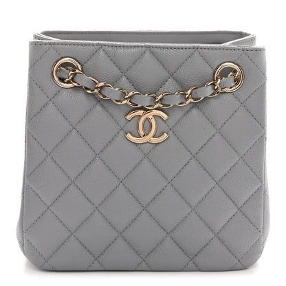 Chanel Caviar Quilted Mini Bucket Bag Blue 1 of 10