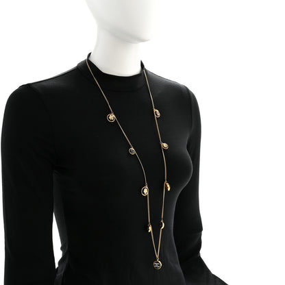 Chanel Metal Resin Enamel Crystal CC Long Necklace Gold Black 2 of 6