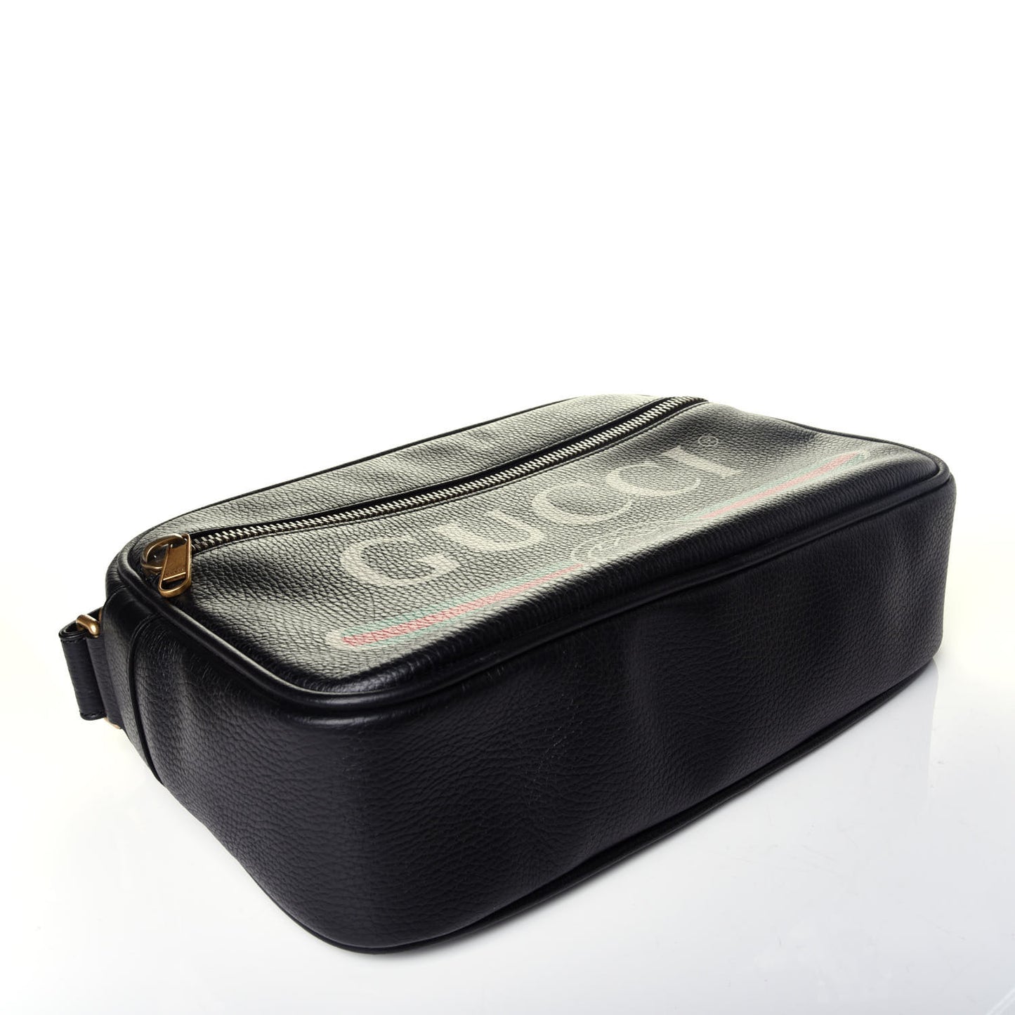 Pebbled Calfskin Logo Messenger Bag Black