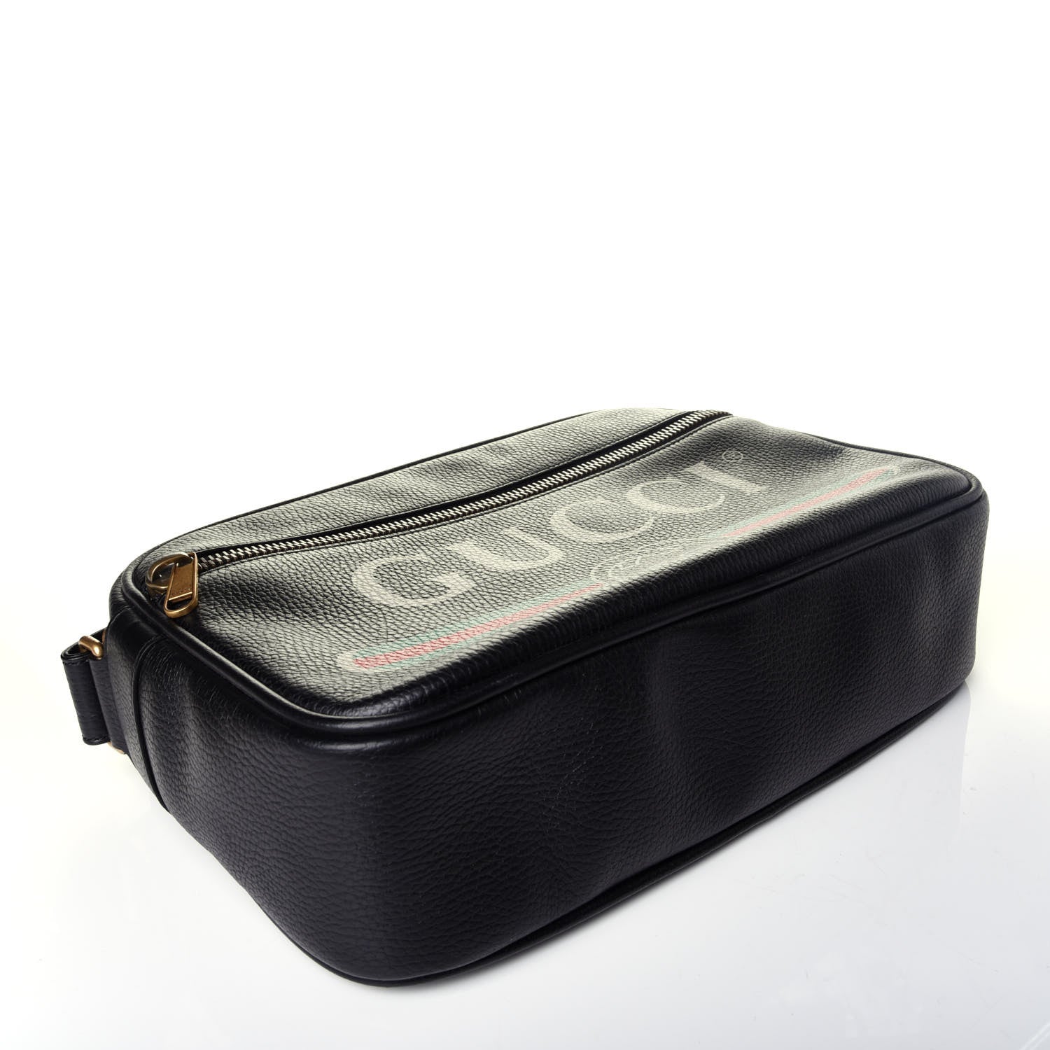Gucci Pebbled Calfskin Logo Messenger Bag Black 4 of 9