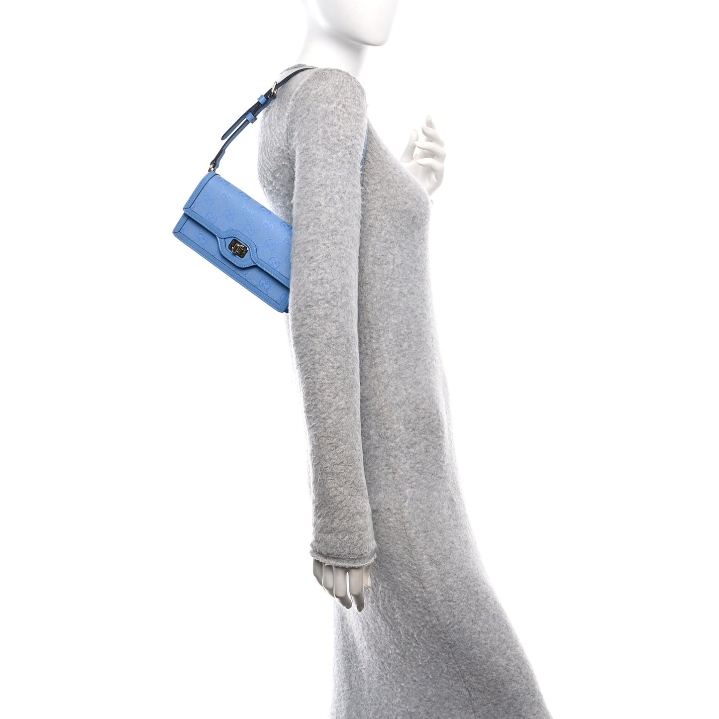 GG Monogram Scratch Lux Calfskin Mini Luce Shoulder Bag Blue