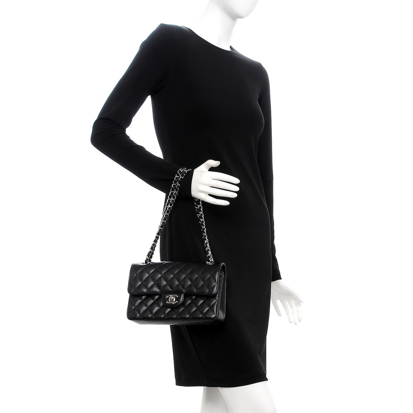 Caviar Quilted Small Double Flap Black