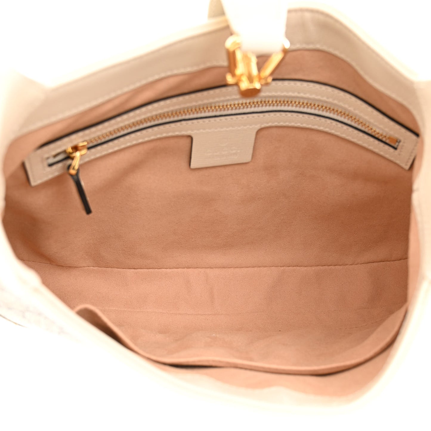 GG Supreme Monogram Azalea Calfskin Web Small Jackie 1961 Hobo Beige Ebony Mystic White