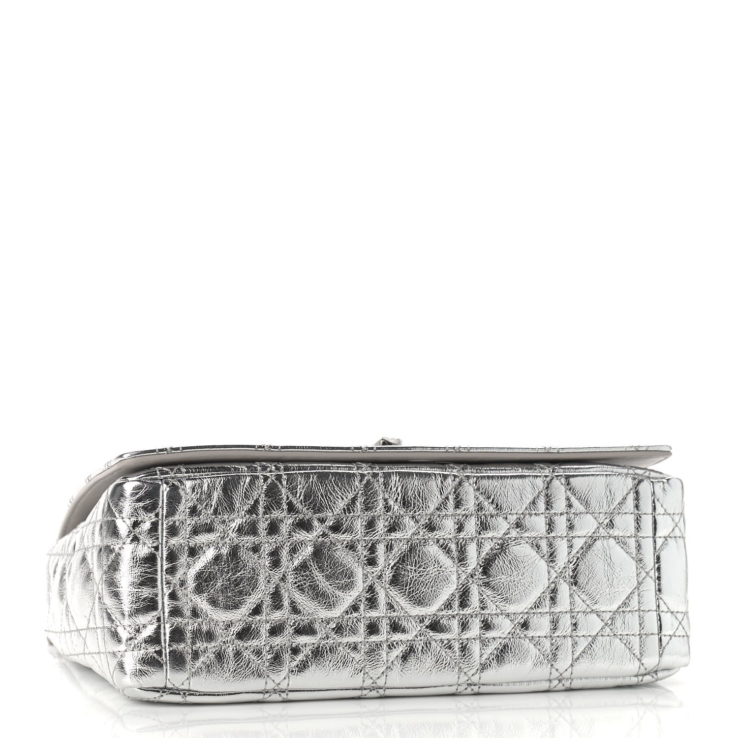 Christian Dior Metallic Calfskin Cannage Medium Caro Bag Argent 4 of 9