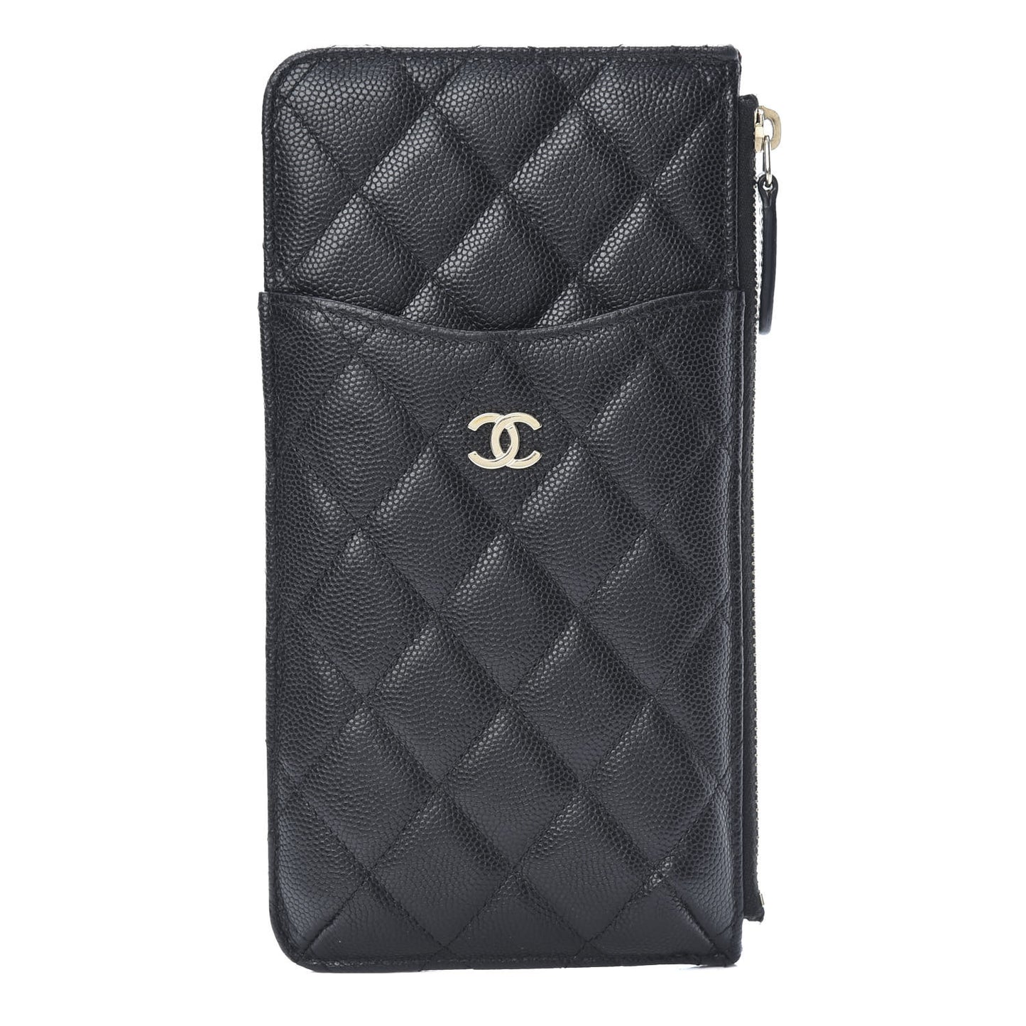 Caviar Quilted Classic Flat Wallet Pouch Black