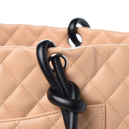 Chanel Calfskin Quilted Large Cambon Tote Beige Black 8 of 12