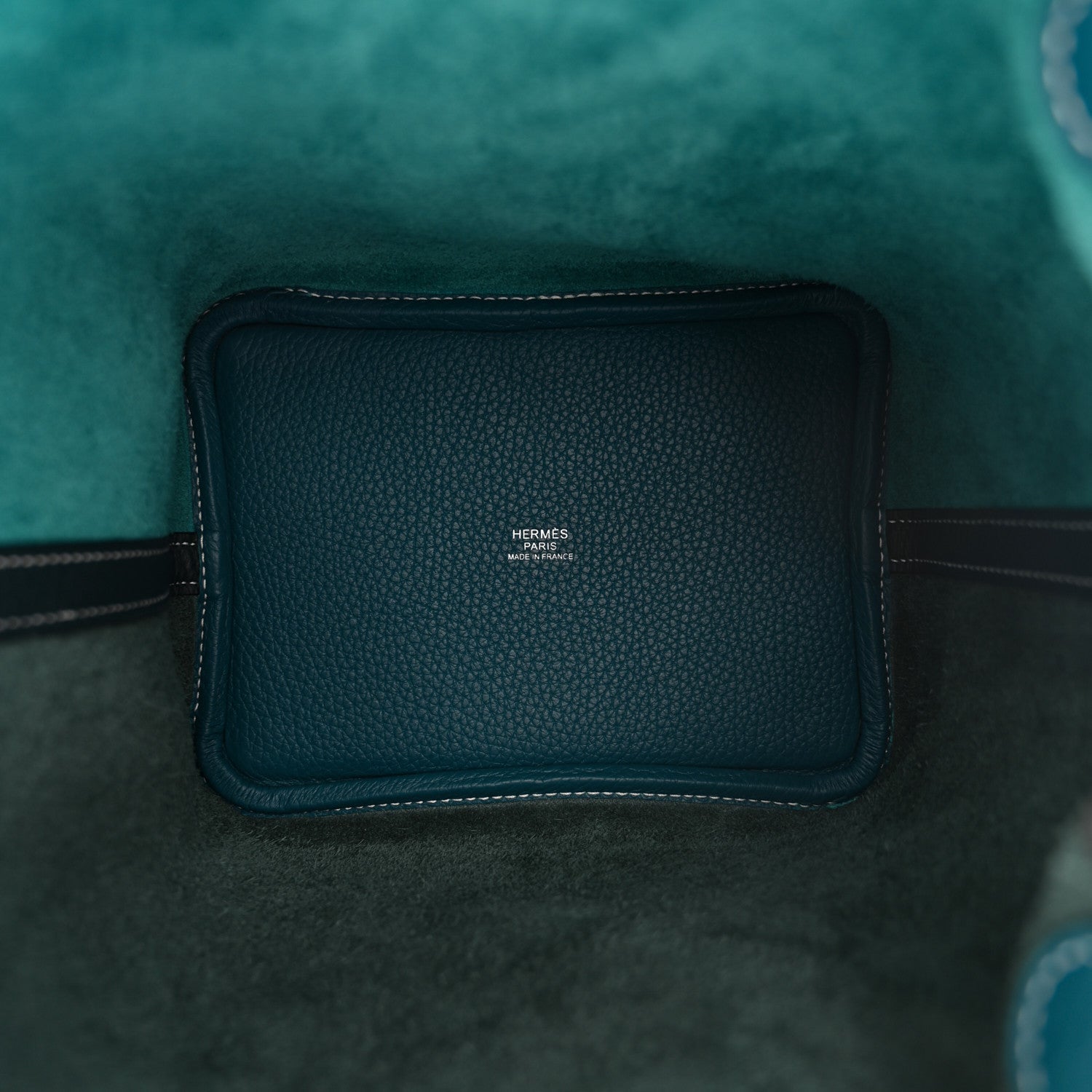 Hermes Taurillon Clemence Casaque Picotin Lock 18 PM Vert Bosphore