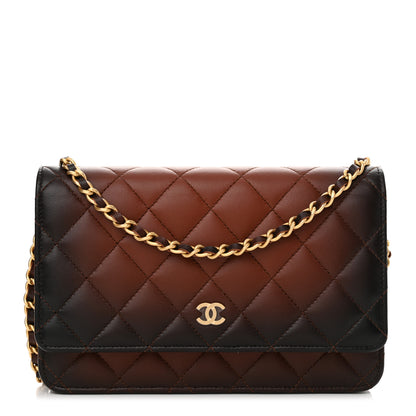 Chanel Gradient Lambskin Quilted Wallet On Chain WOC Brown 1 of 12
