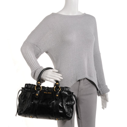 Miu Miu Vitello Lux Leather Gathered Tote Black 4 of 8