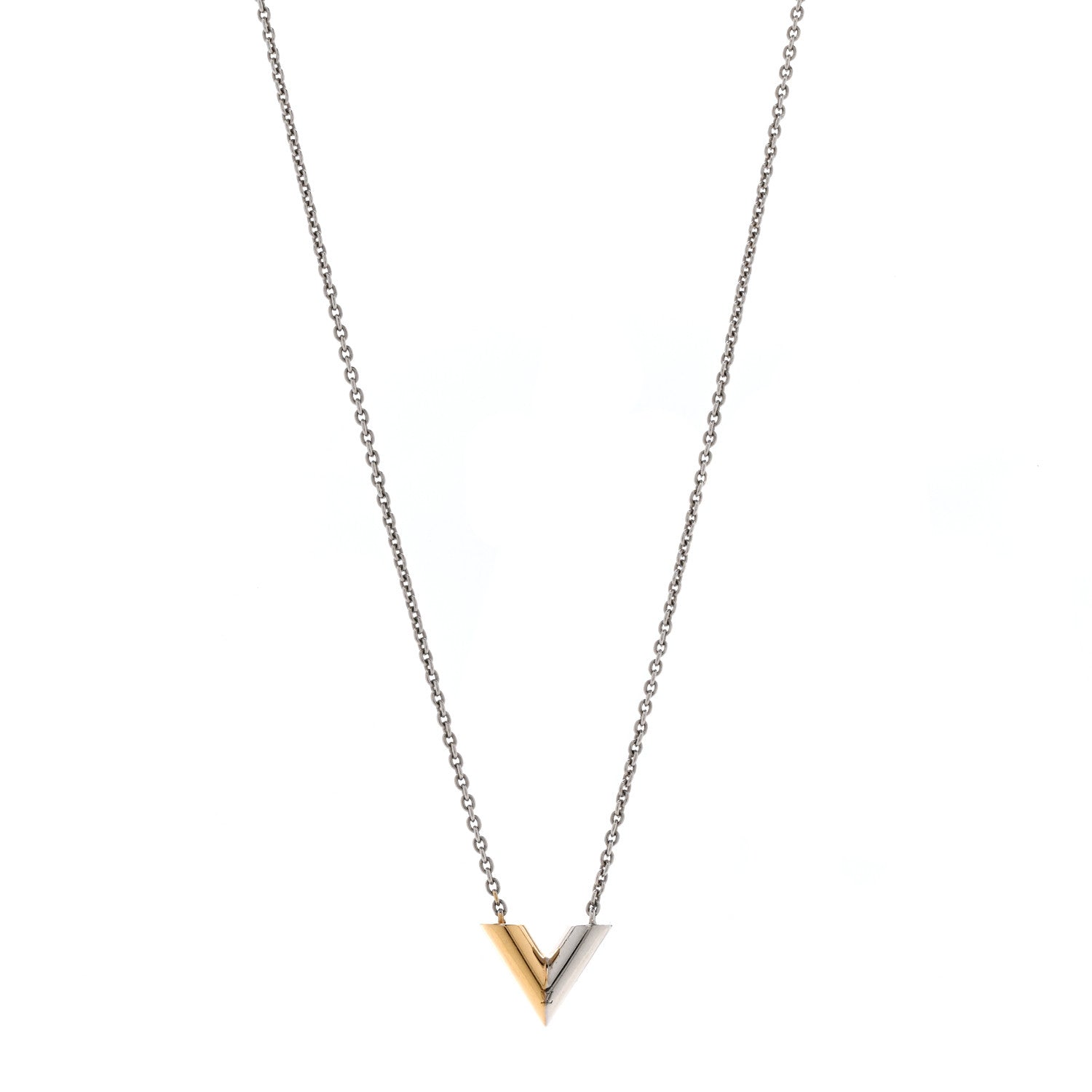Louis Vuitton Essential V Uniformes Necklace Silver Gold 1 of 5