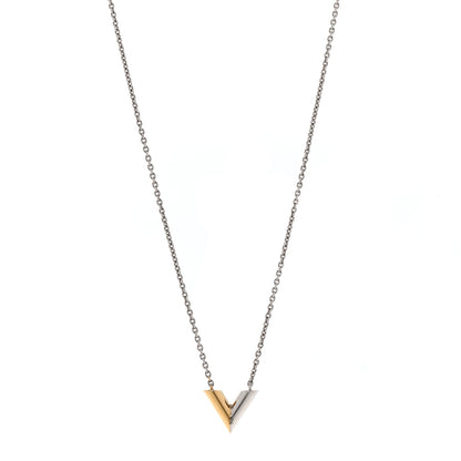 Louis Vuitton Essential V Uniformes Necklace Silver Gold 1 of 5