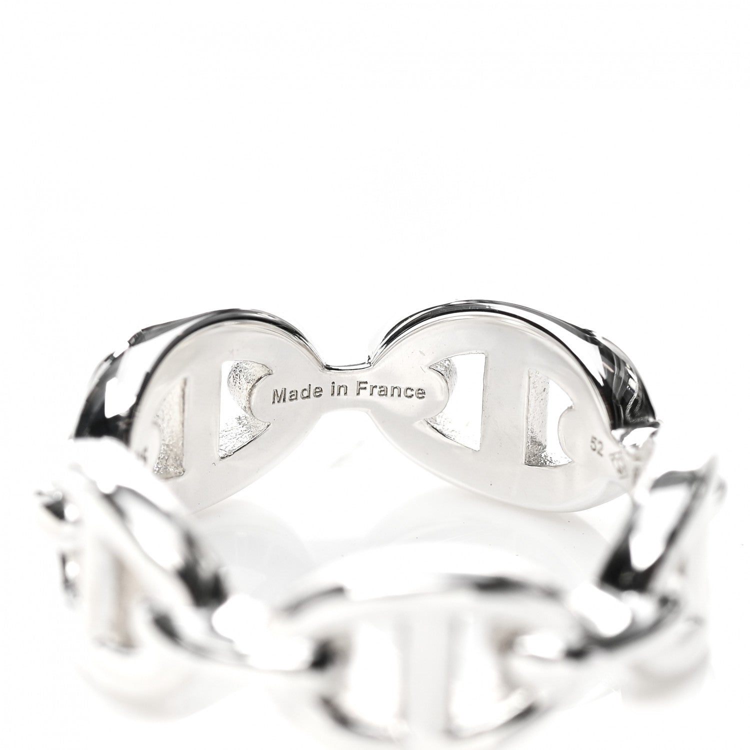 Hermes Sterling Silver PM Chaine d'Ancre Enchainee Band Ring 52 6 5 of 9