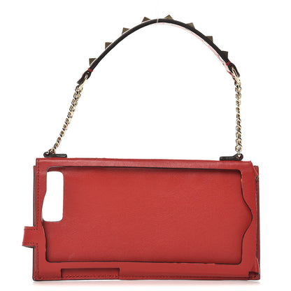 Valentino Garavani Calfskin Rockstud iPhone 7 Plus Chain Case Red 1 of 6