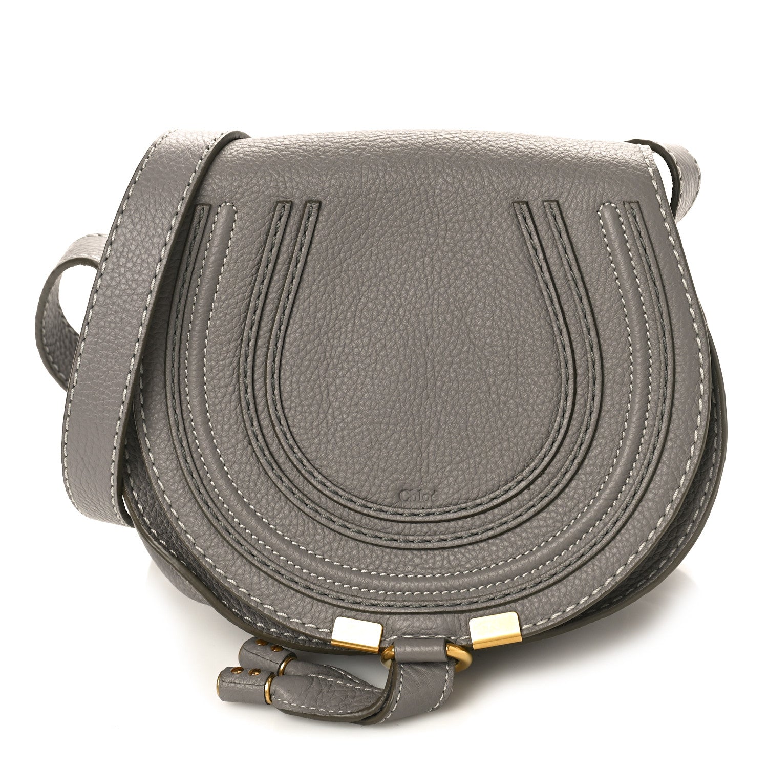 Chloe Calfskin Mini Marcie Round Crossbody Bag Cashmere Grey 1 of 8