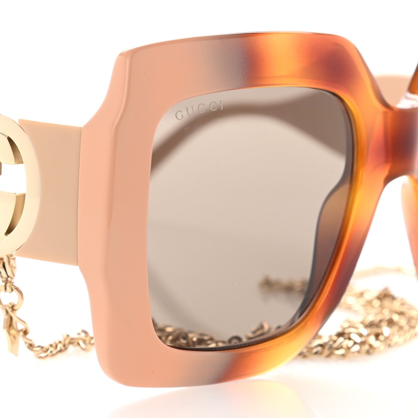 Acetate Square Frame Chain Sunglasses GG1022S Brown