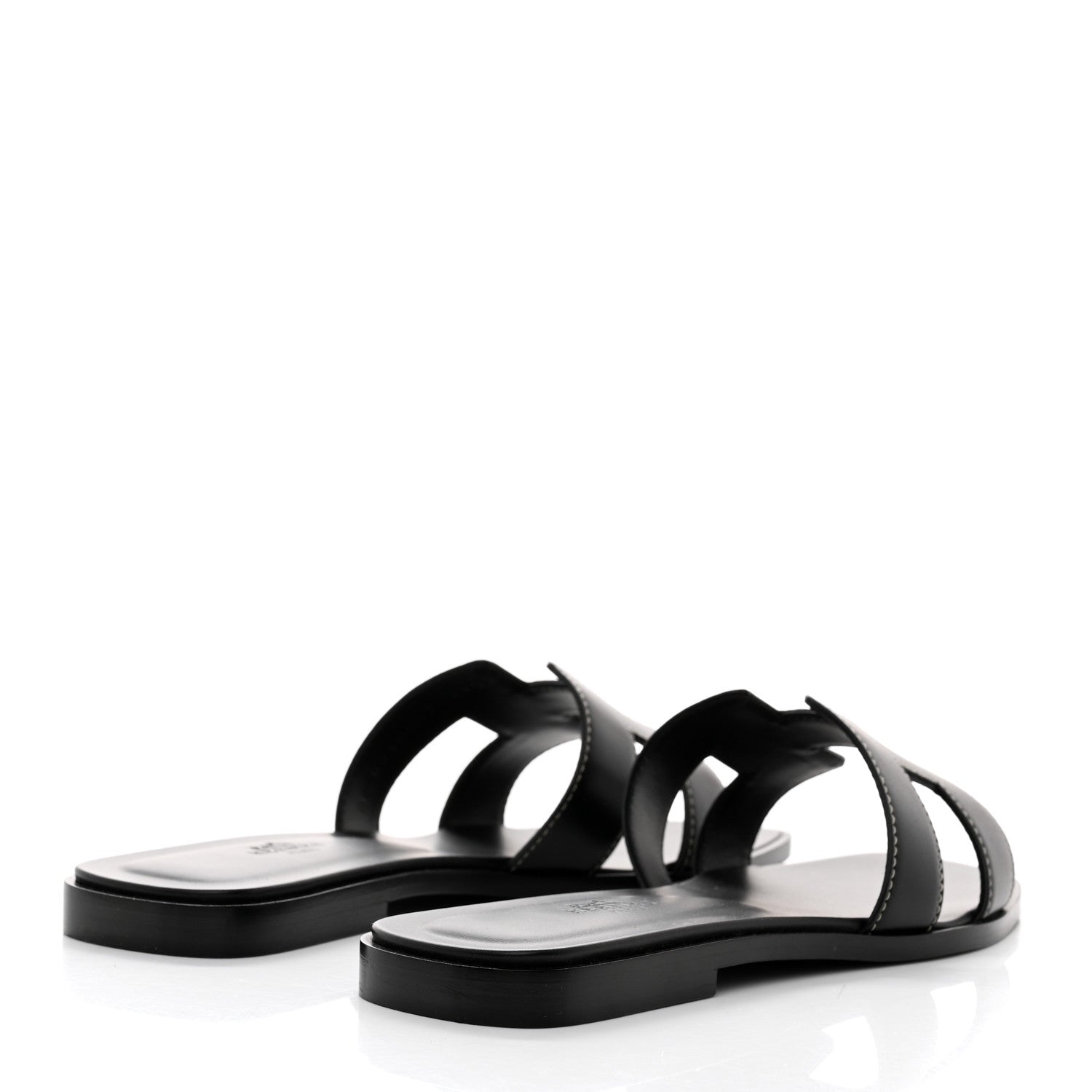 Hermes Box Calfskin Oran Sandals 37.5 Black 4 of 9