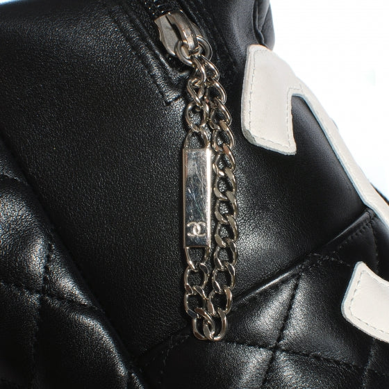 Chanel Calfskin Quilted Large Cambon Bowler Black White 5 of 9