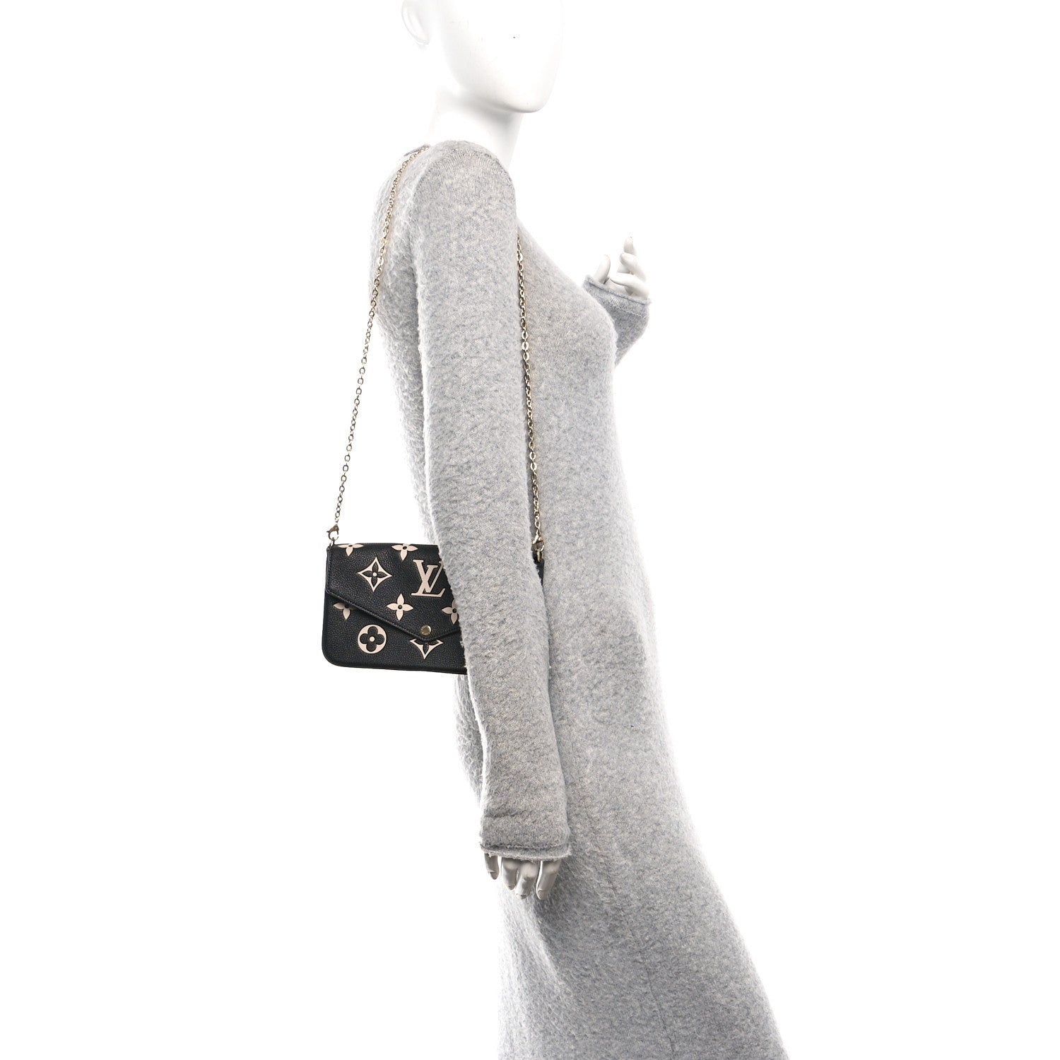 Louis Vuitton Empreinte Monogram Giant Felicie Pochette Black Beige 3 of 21