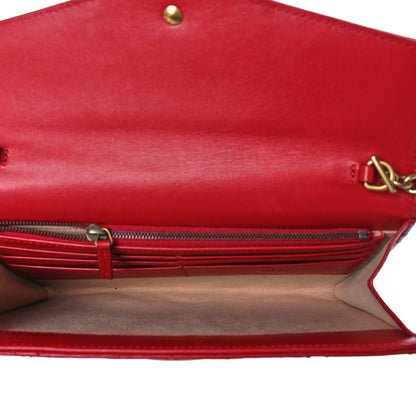 Gucci Calfskin Matelasse Mini GG Marmont Chain Wallet Hibiscus Red 5 of 9